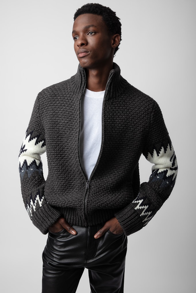 Shop Zadig & Voltaire Cardigan Christophe In Anthracite