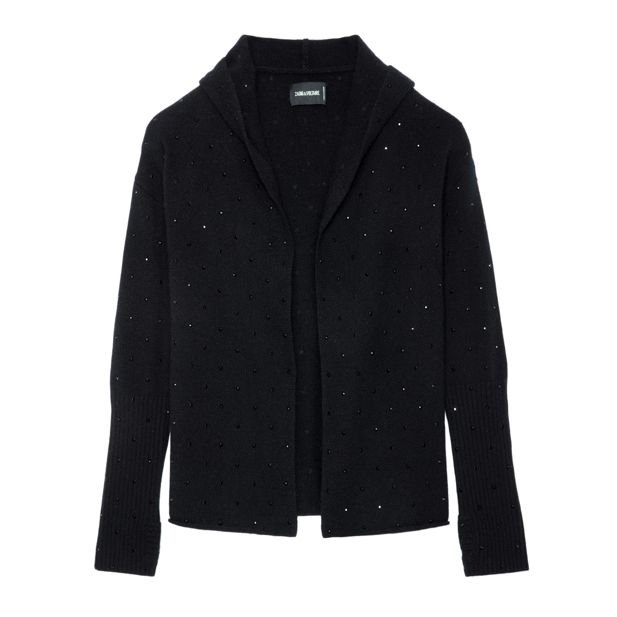 Shop Zadig & Voltaire Cosany Diamanté Cardigan 100% Cashmere In Black