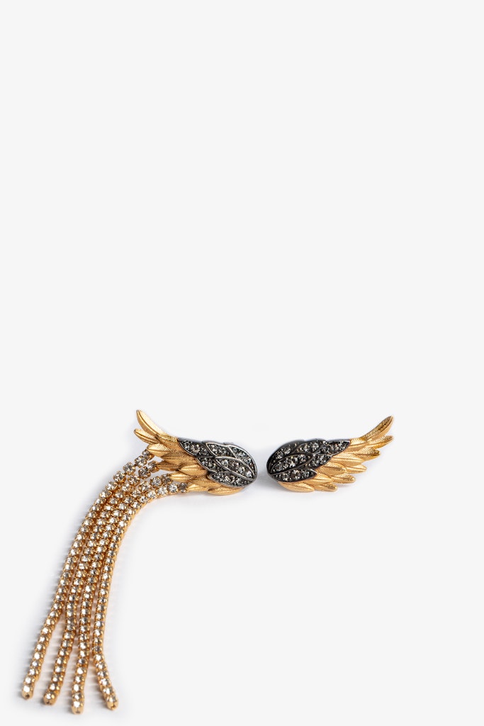 ZADIG & VOLTAIRE BOUCLES D'OREILLES ROCK FEATHER OLD GOLD 