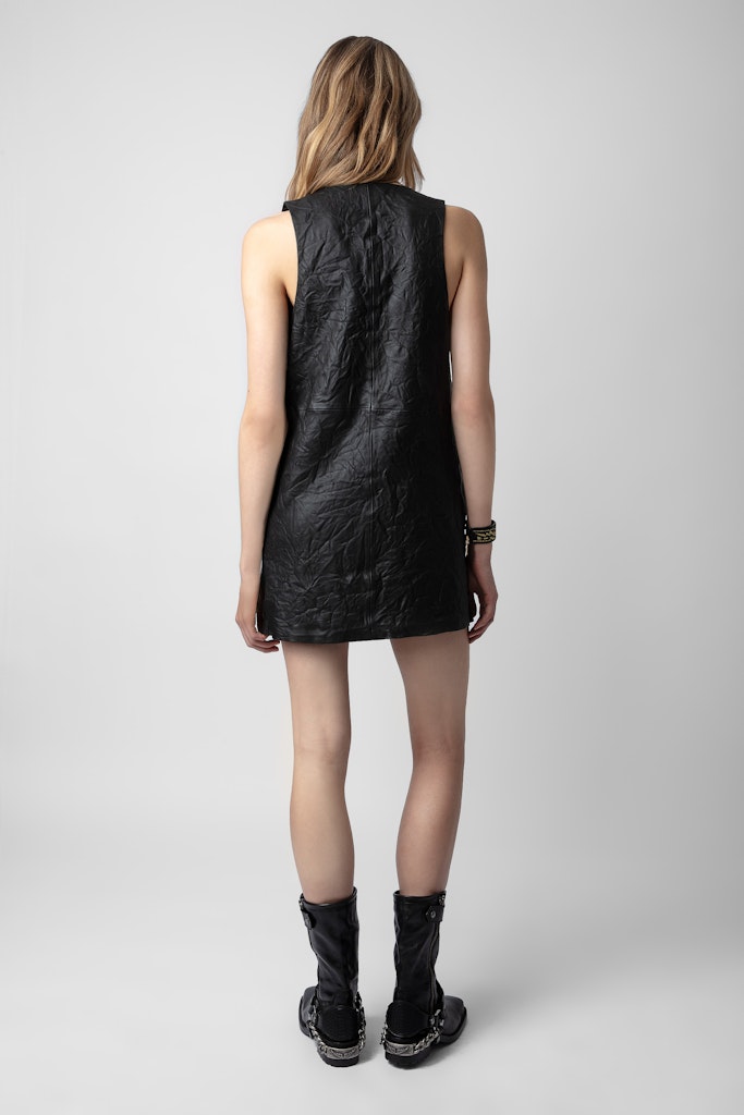 Shop Zadig & Voltaire Rasha Crinkled Leather Dress In Schwarz