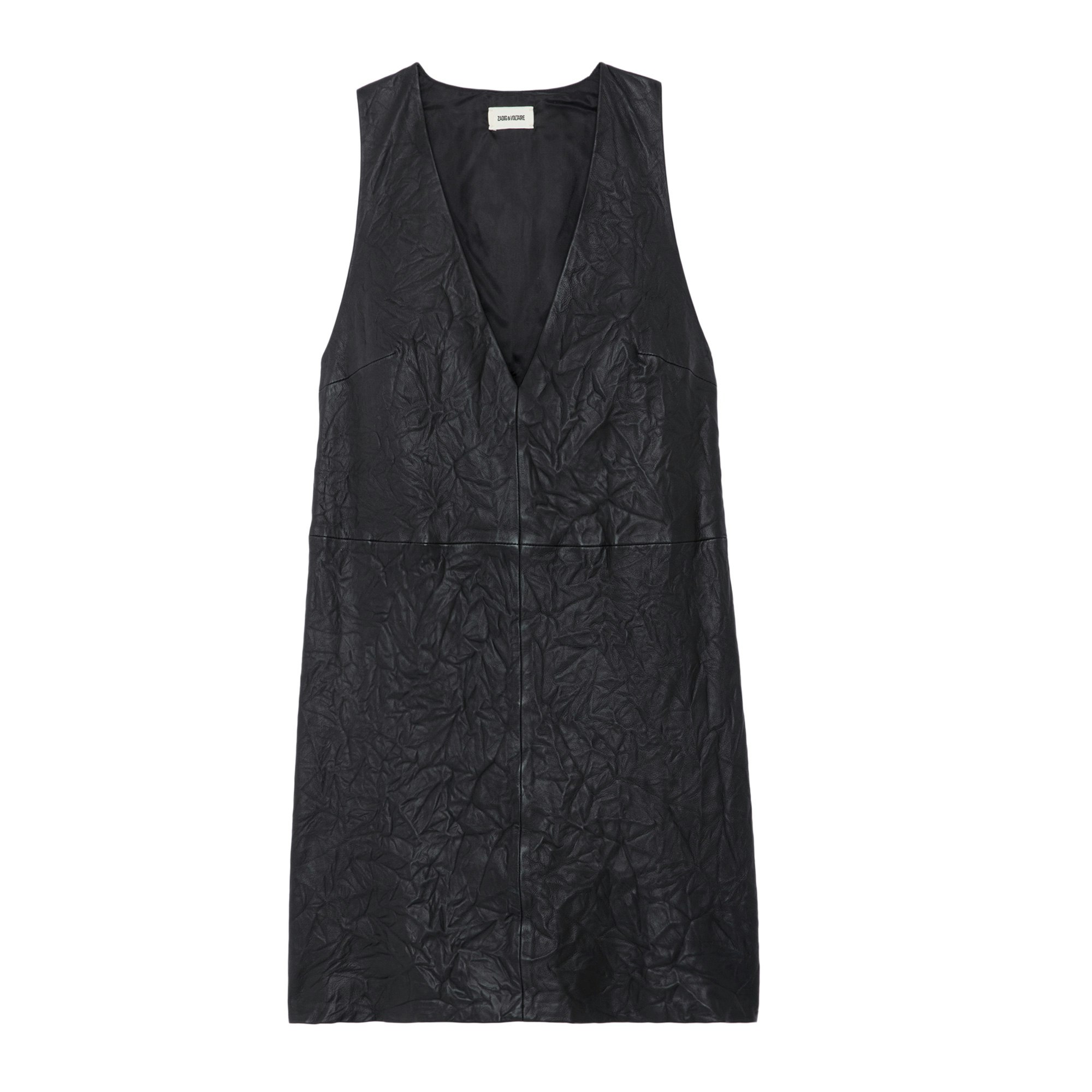 Shop Zadig & Voltaire Rasha Crinkled Leather Dress In Schwarz