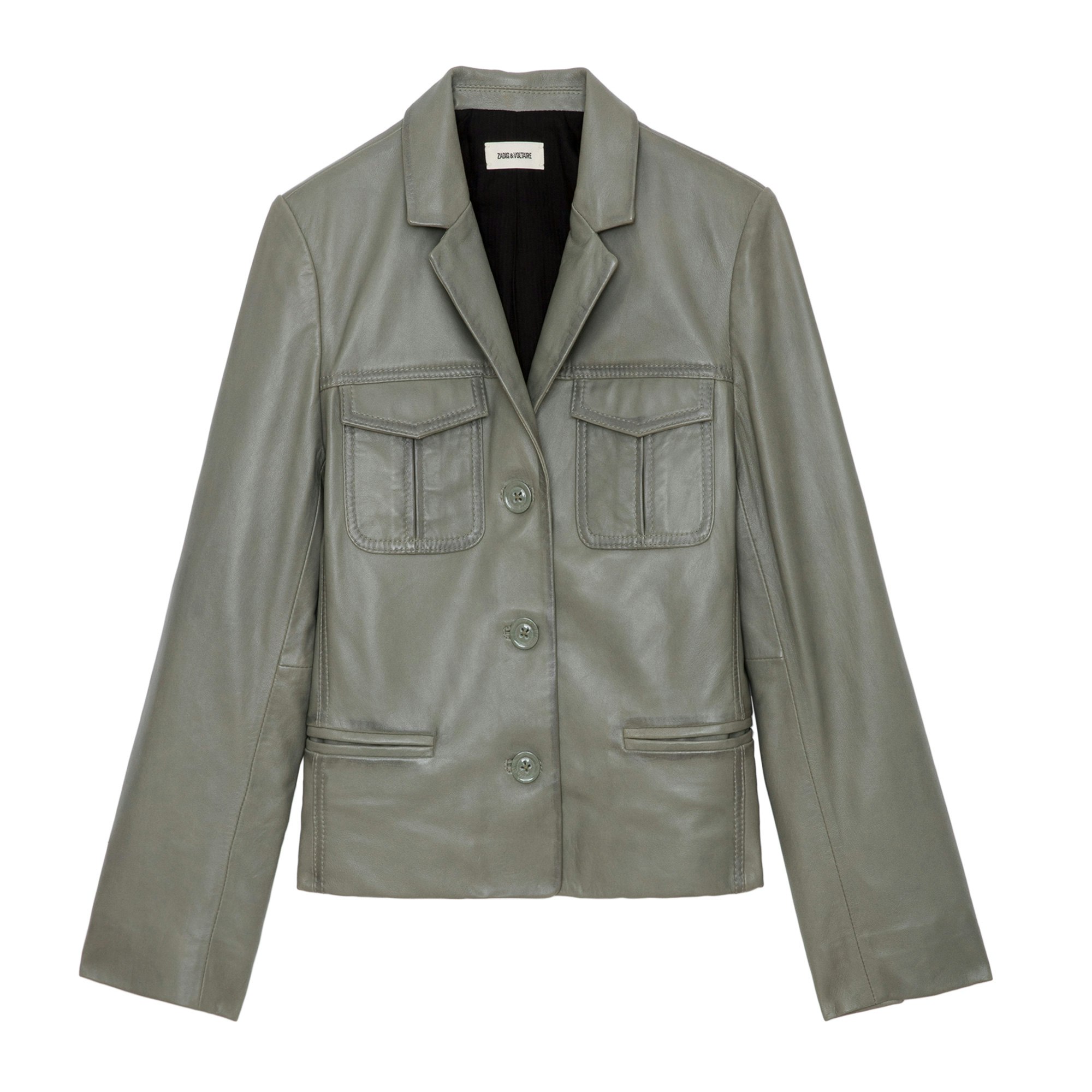 Zadig & Voltaire Liam Leather Shirt Jacket In Trellis