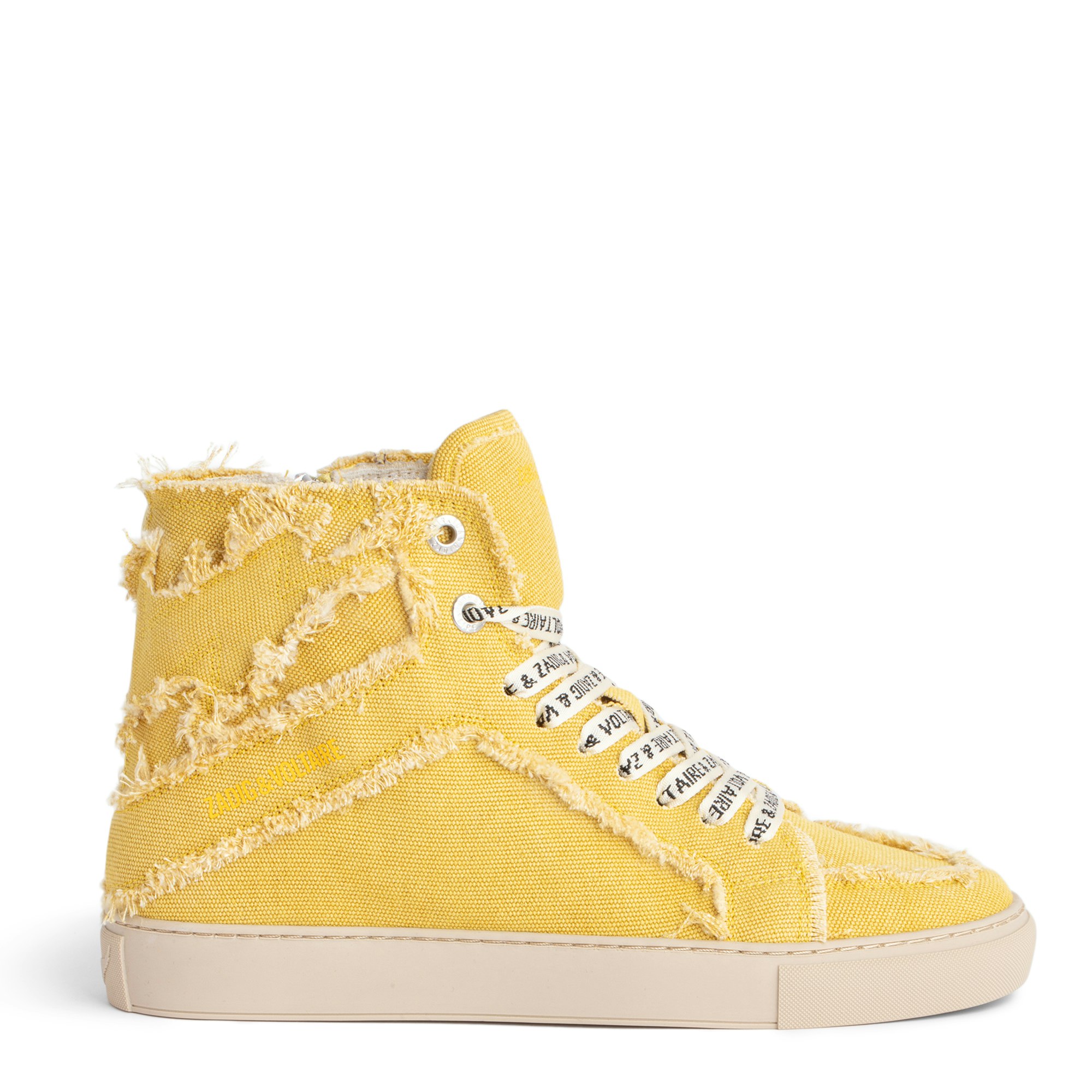 Zadig & Voltaire Flash Zv1747 Raw-edge Canvas High-top Trainers In Joy