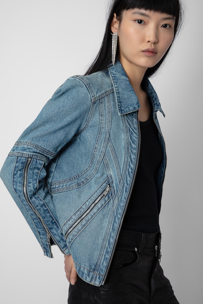 Zadig & Voltaire Bons Denim Jacket In Light Blue
