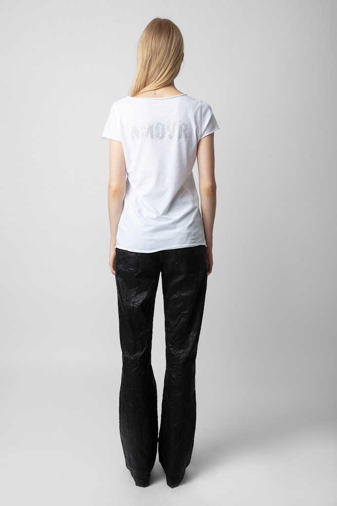 Shop Zadig & Voltaire Amour Strass Henley T-shirt In Blanc