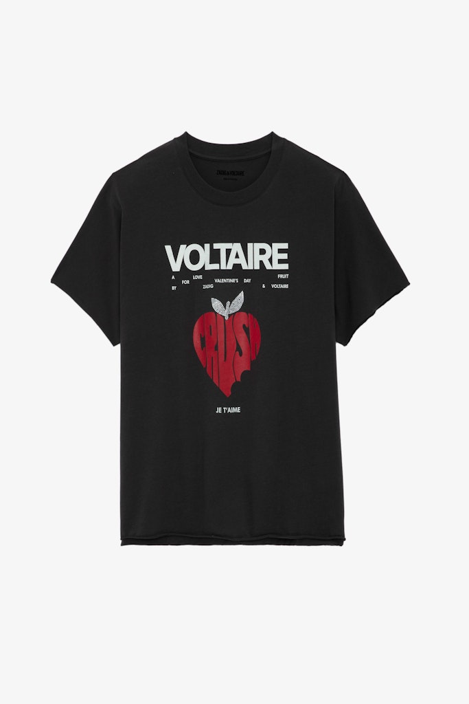 Shop Zadig & Voltaire Tommer Concert Crush Diamanté T-shirt In Carbone