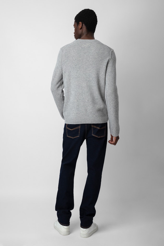 Shop Zadig & Voltaire Kennedy Arrow Cashmere Jumper In Gris Chine Clair