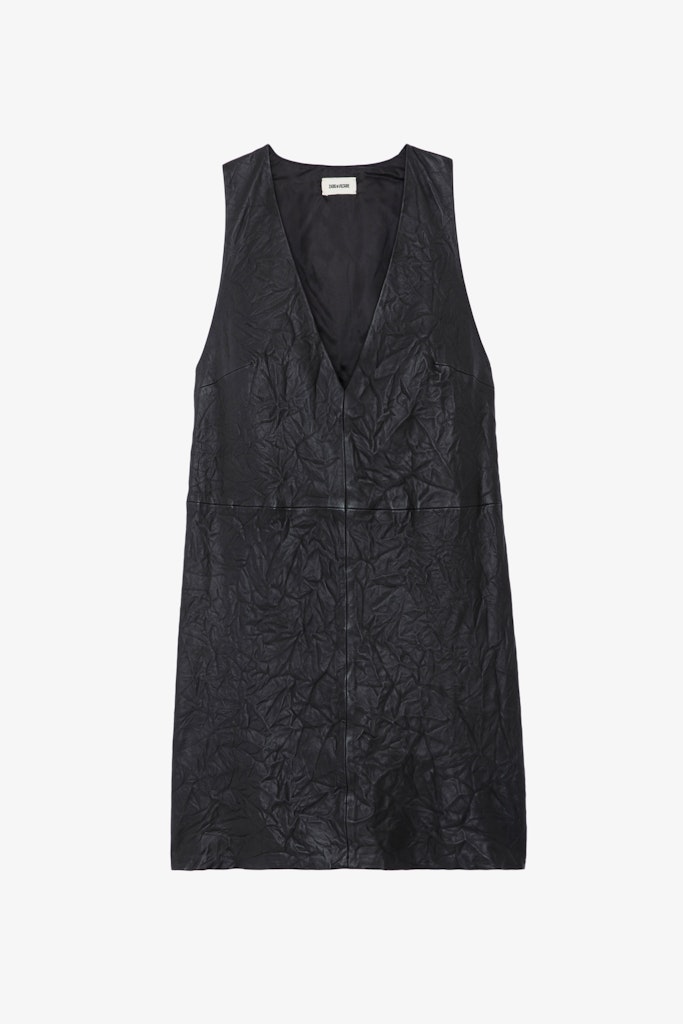 Shop Zadig & Voltaire Rasha Crinkled Leather Dress In Schwarz