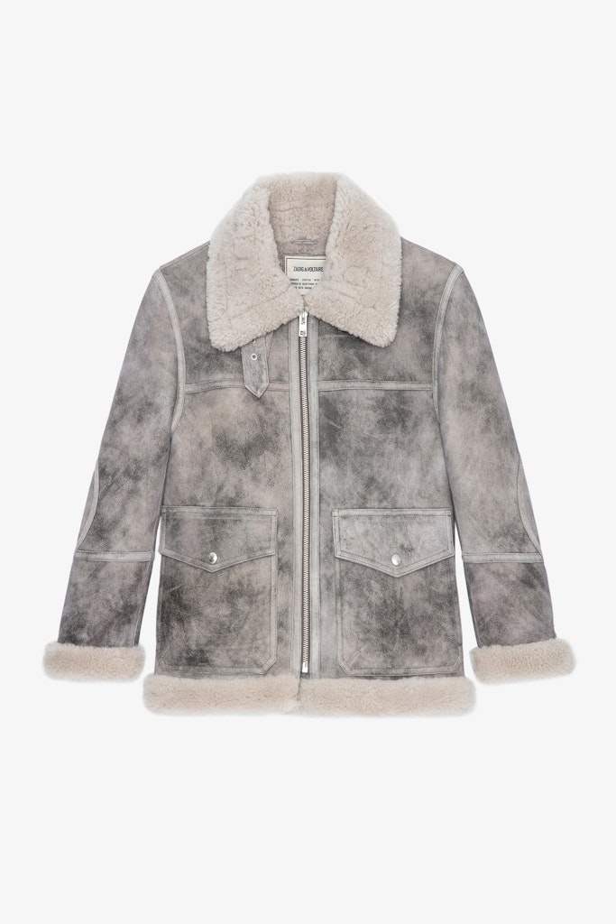 Shop Zadig & Voltaire Kain Shearling Coat In Anthracite