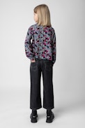 Sahara Girls’ Blouse - Girls’ navy blue blouse with print and lace.