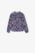 Sahara Girls’ Blouse - Girls’ navy blue blouse with print and lace.