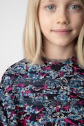 Sahara Girls’ Blouse - Girls’ navy blue blouse with print and lace.
