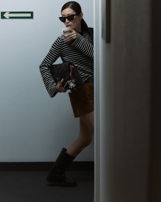 Rocky II Quilted Monogram Bag - Smooth quilted leather bag with monogram shoulder strap, chain, and signature wings.