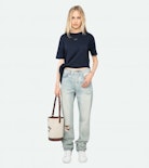 Edda T-shirt - Asymmetric short-sleeved T-shirt with rhinestones on the front.