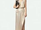 Ritmic Satin Dress - Sleeveless mid-length draped satin dress.