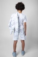 Kurt Kids' Bermudas - Kids' white cotton Bermuda shorts with tie-dye print
