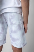Kurt Kids' Bermudas - Kids' white cotton Bermuda shorts with tie-dye print
