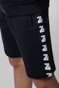 Kurt Kids' Bermudas - Kids’ Bermuda shorts in blue cotton trimmed with printed braid at the sides