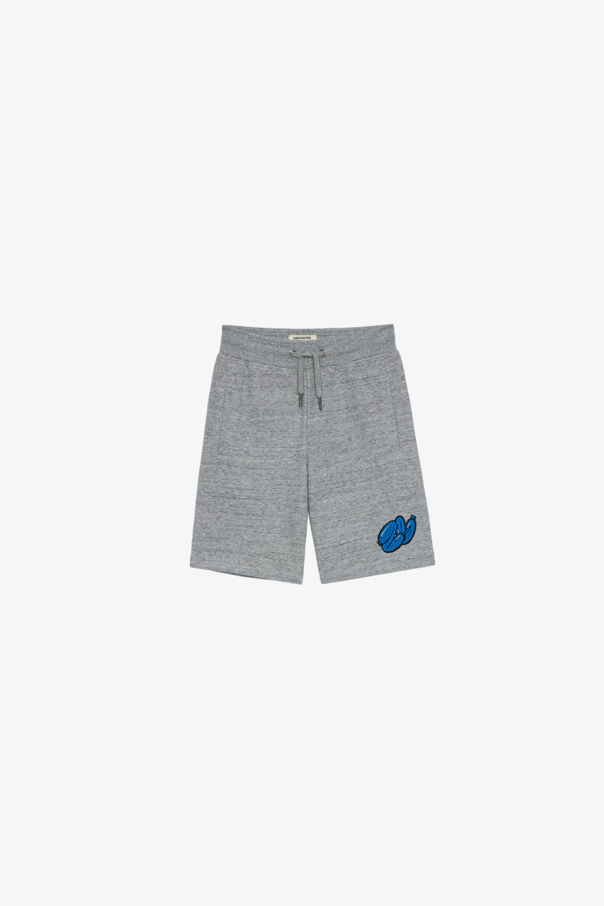 Kurt Kids' Bermudas Kids’ Bermuda shorts in grey marl cotton with Core Cho embroidery