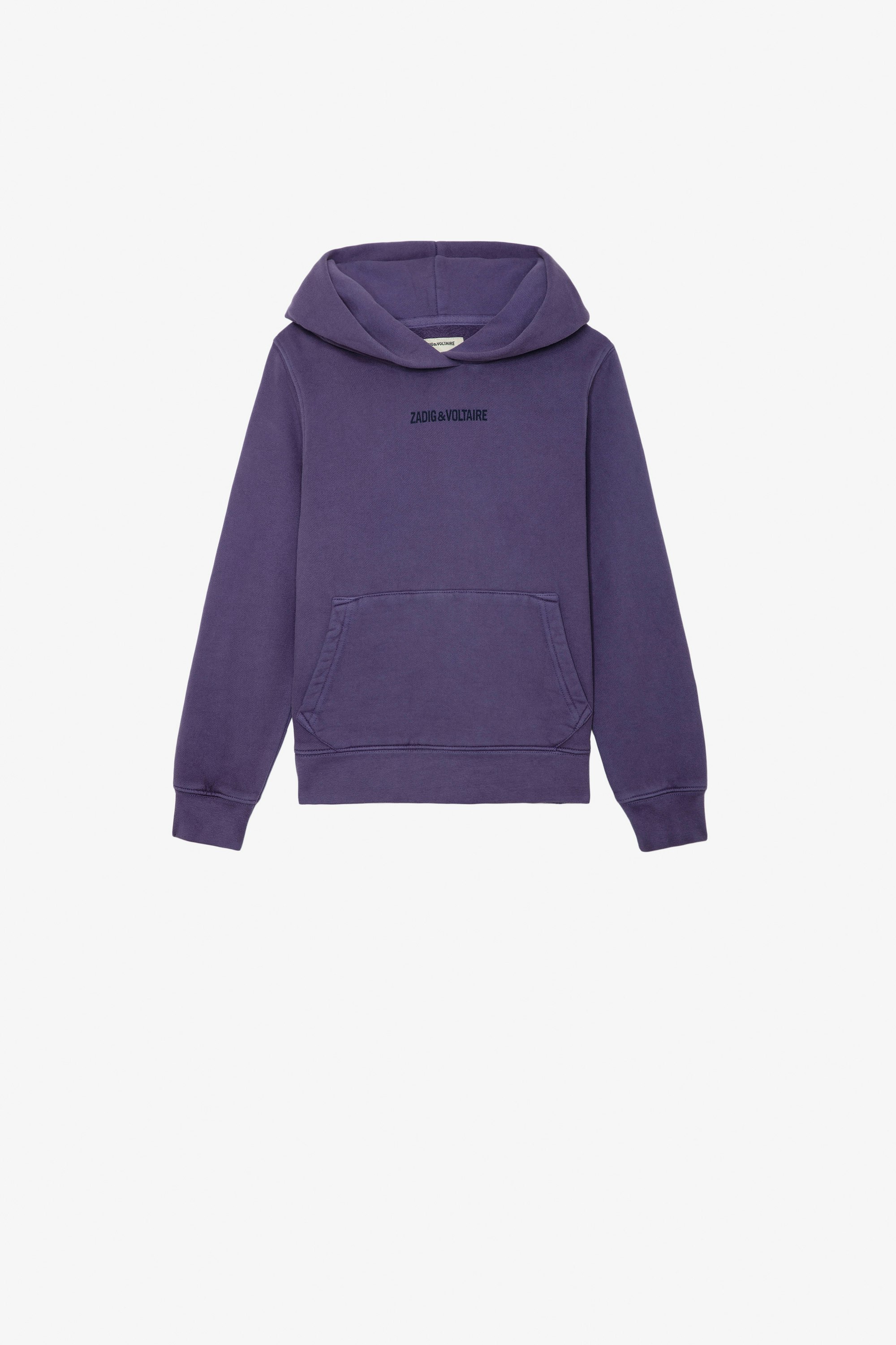 Sanchi Boys’ Sweatshirt - Boys’ purple cotton fleece hoodie with illustrations.