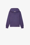 Sudadera Sanchi Niño - Sudadera con capucha violeta de felpa de algodón con escudo para niño.