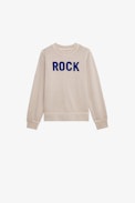Sudadera Simba Niño - Sudadera beige de felpa de algodón decorada con el mensaje «Rock» para niño.