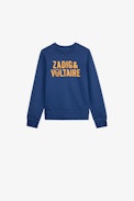 Sudadera Simba Niño - Sudadera azul de felpa de algodón con logo de calavera para niño.