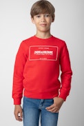 Felpa Simba Bambino - Felpa in cotone felpato rossa con stemma da bambino.