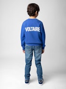 Sudadera Simba Niño - Sudadera de felpa de algodón en color azul con logotipo en la parte delantera y en la espalda.