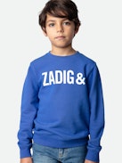 Sudadera Simba Niño - Sudadera de felpa de algodón en color azul con logotipo en la parte delantera y en la espalda.