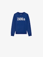 Sudadera Simba Niño - Sudadera de felpa de algodón en color azul con logotipo en la parte delantera y en la espalda.