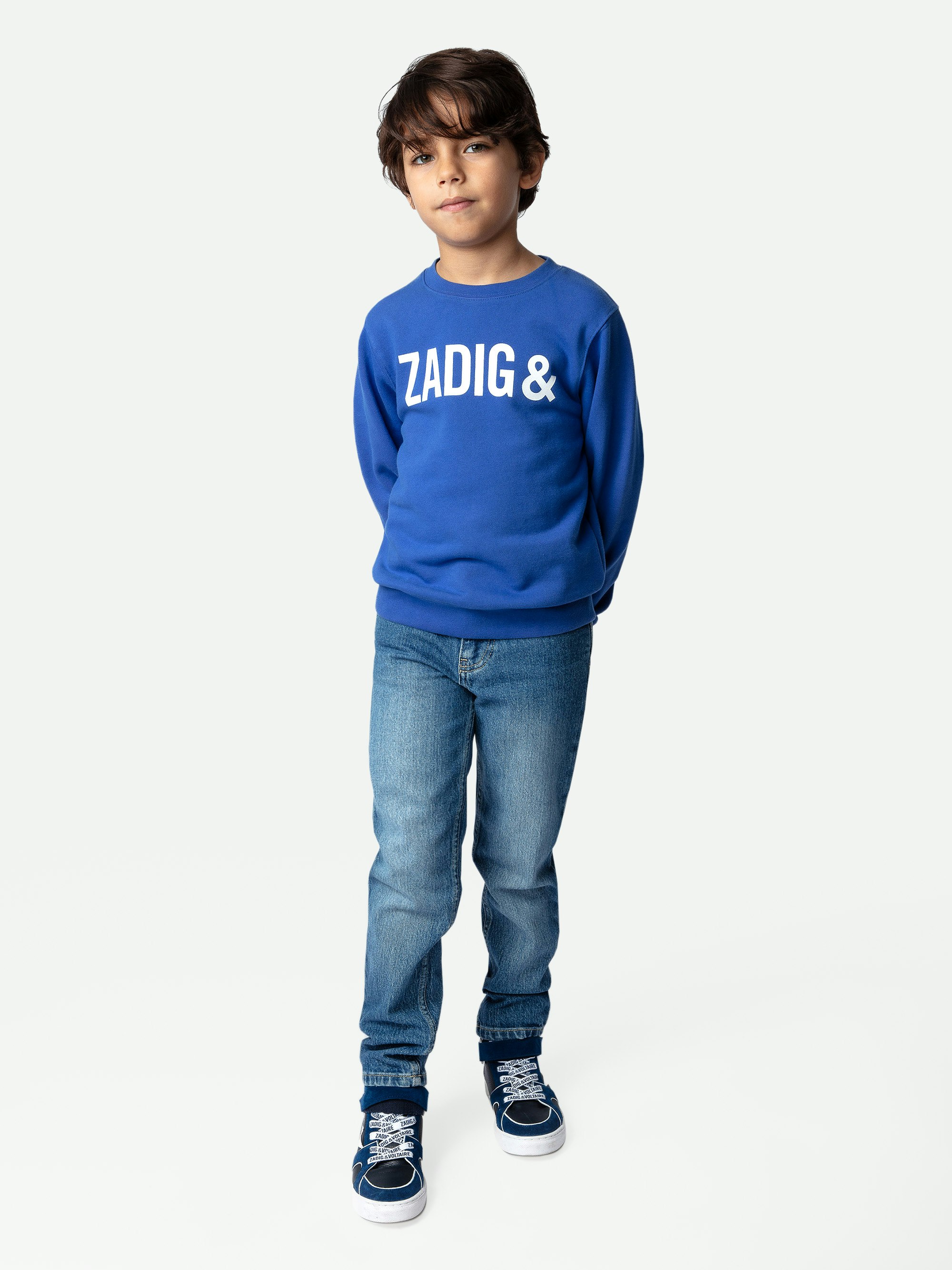 Felpa Simba Ragazzo - Felpa da ragazzo in cotone felpato blu decorata con logo sul davanti e sul retro.