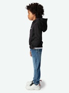 Sweatshirt Sanchi für Jungen - Langärmeliges, schwarzes Kapuzen-Sweatshirt aus Baumwoll-Molton mit Fotoprint für Jungen.