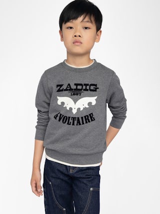 Sweatshirt Boy's Simba - Fleece sweatshirt with printed and embroidered "Zadig&Voltaire" logo on the front.