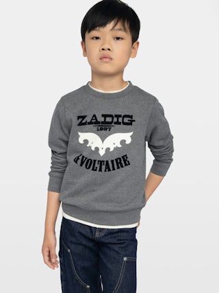 Sweatshirt Boy's Simba - Fleece sweatshirt with printed and embroidered "Zadig&Voltaire" logo on the front.