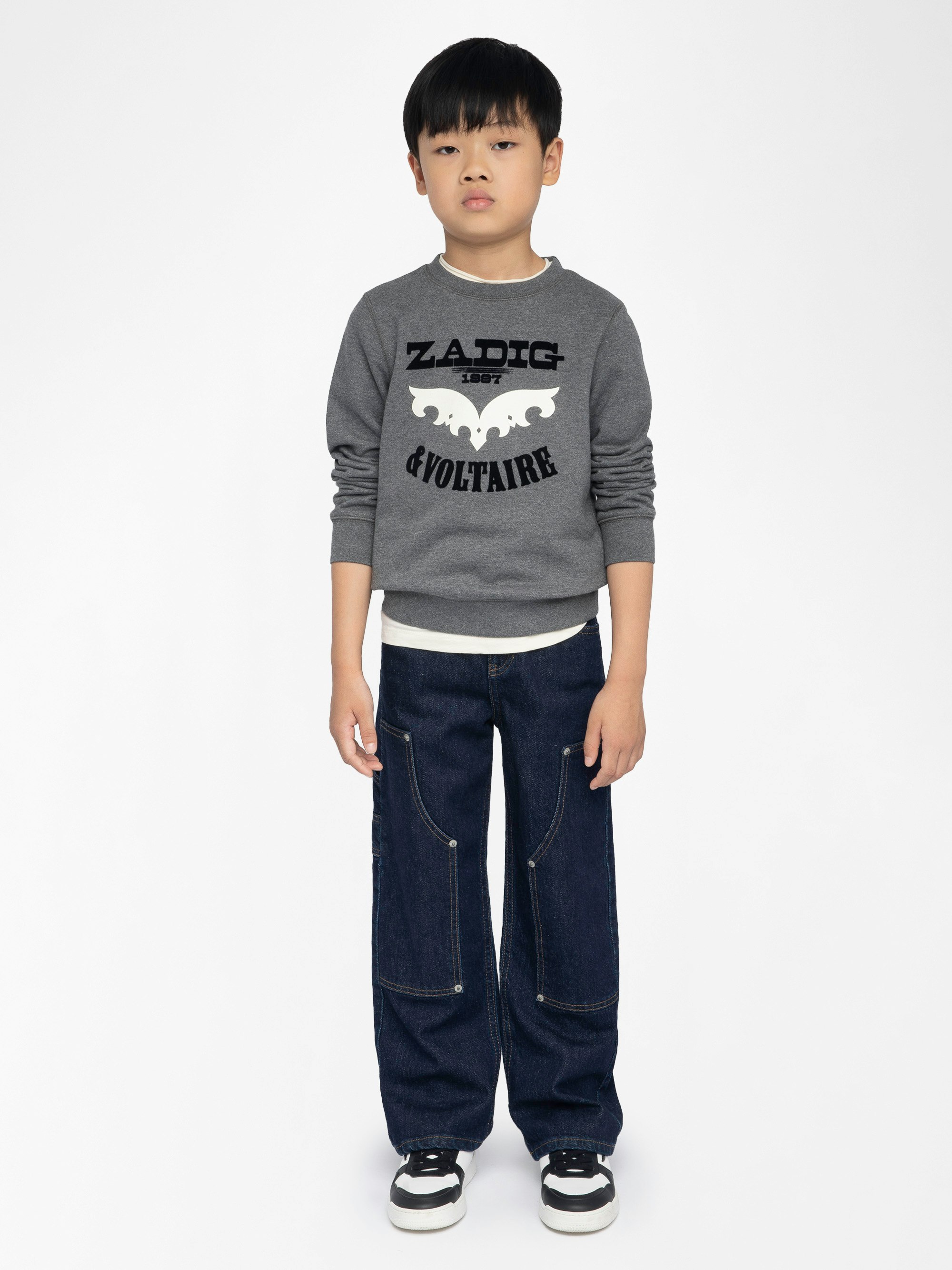 Sweatshirt Boy's Simba - Fleece sweatshirt with printed and embroidered "Zadig&Voltaire" logo on the front.