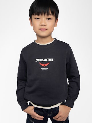 Simba Boy's Sweatshirt - Cotton sweatshirt with printed "Zadig&Voltaire" logo.