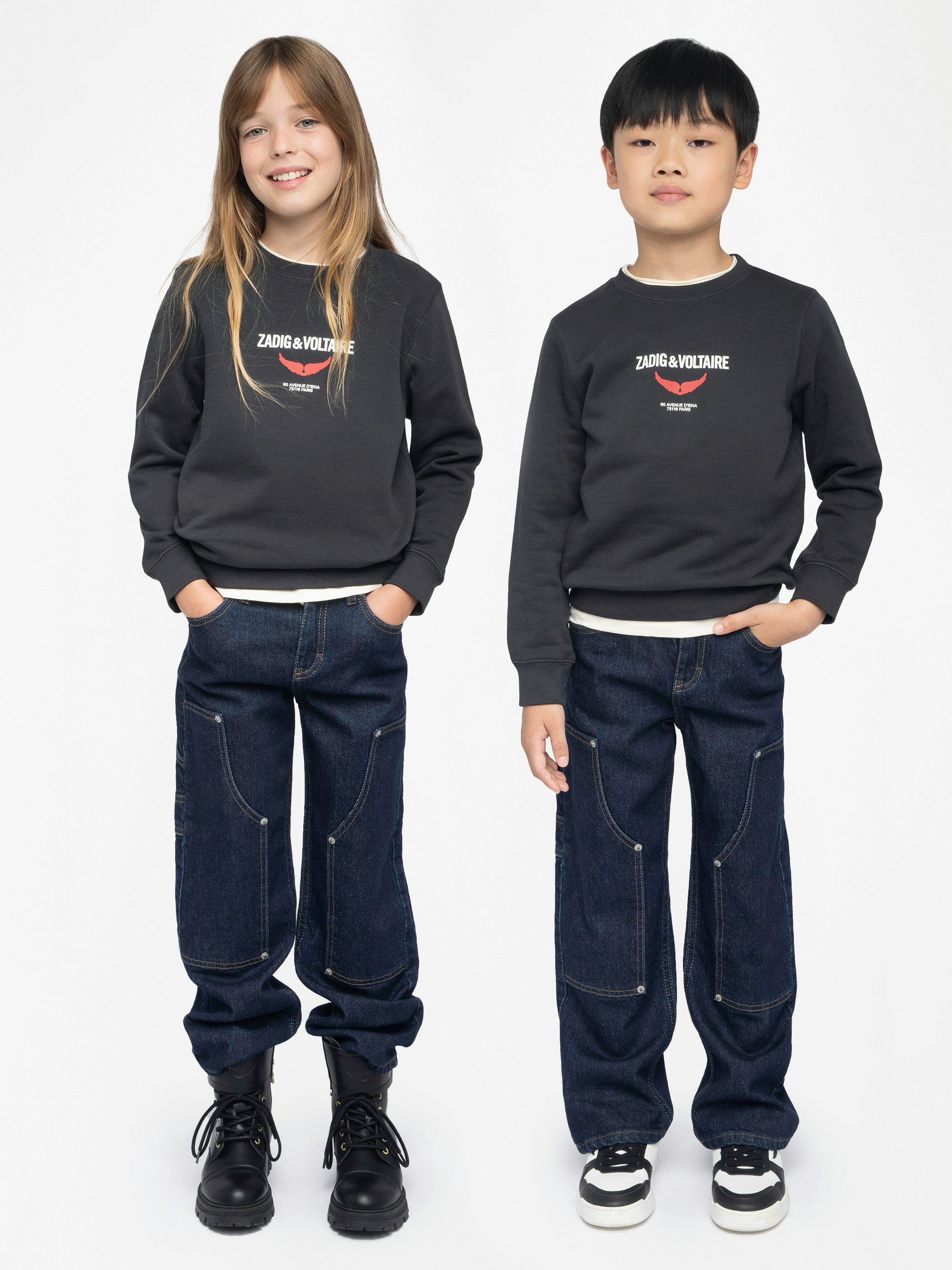 Simba Boy's Sweatshirt - Cotton sweatshirt with printed "Zadig&Voltaire" logo.