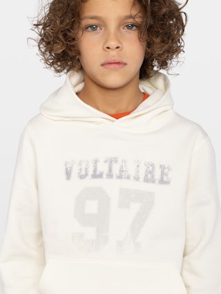 Sweatshirt Sanchi Boy - Hooded sweatshirt with kangaroo pocket and front print.