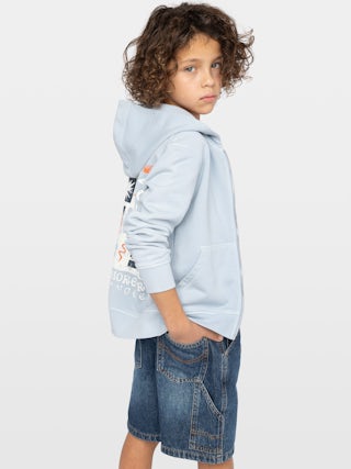 Sweatshirt Ghost Boy - Hooded sweatshirt with zip fastening and pockets. Chest print and multicoloured back print.