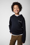 Felpa Sanchi Junior  - Felpa con cappuccio in cotone blu navy con stampa sul retro - Junior
