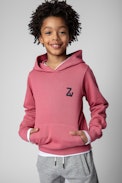 Felpa Sanchi Junior  - Felpa con cappuccio in cotone rosa decorata con firma ZV e stampa fotografica sul retro - Junior