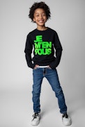 Simba Children’s Sweatshirt - Children’s navy blue cotton sweatshirt with contrasting “I don’t care” message