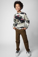 Felpa Simba Junior  - Felpa in cotone multicolore con stampa mimetica decorata con un teschio Jormi - Junior