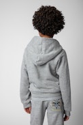 Alvin Children’s Sweatshirt - Children’s grey cotton hoodie with contrasting yellow print
