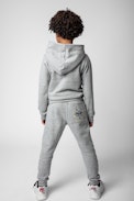 Alvin Children’s Sweatshirt - Children’s grey cotton hoodie with contrasting yellow print