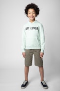 Felpa Sanchi Junior - Felpa in cotone verde chiaro con cappuccio e scritta "Art lover" - Junior