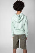 Felpa Sanchi Junior - Felpa in cotone verde chiaro con cappuccio e scritta "Art lover" - Junior