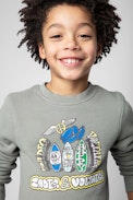 Felpa Simba Junior - Felpa in cotone kaki con motivo Core Cho - Junior