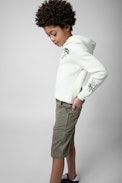 Alvin Kids' Hoodie - Kids' beige cotton hoodie with photoprint